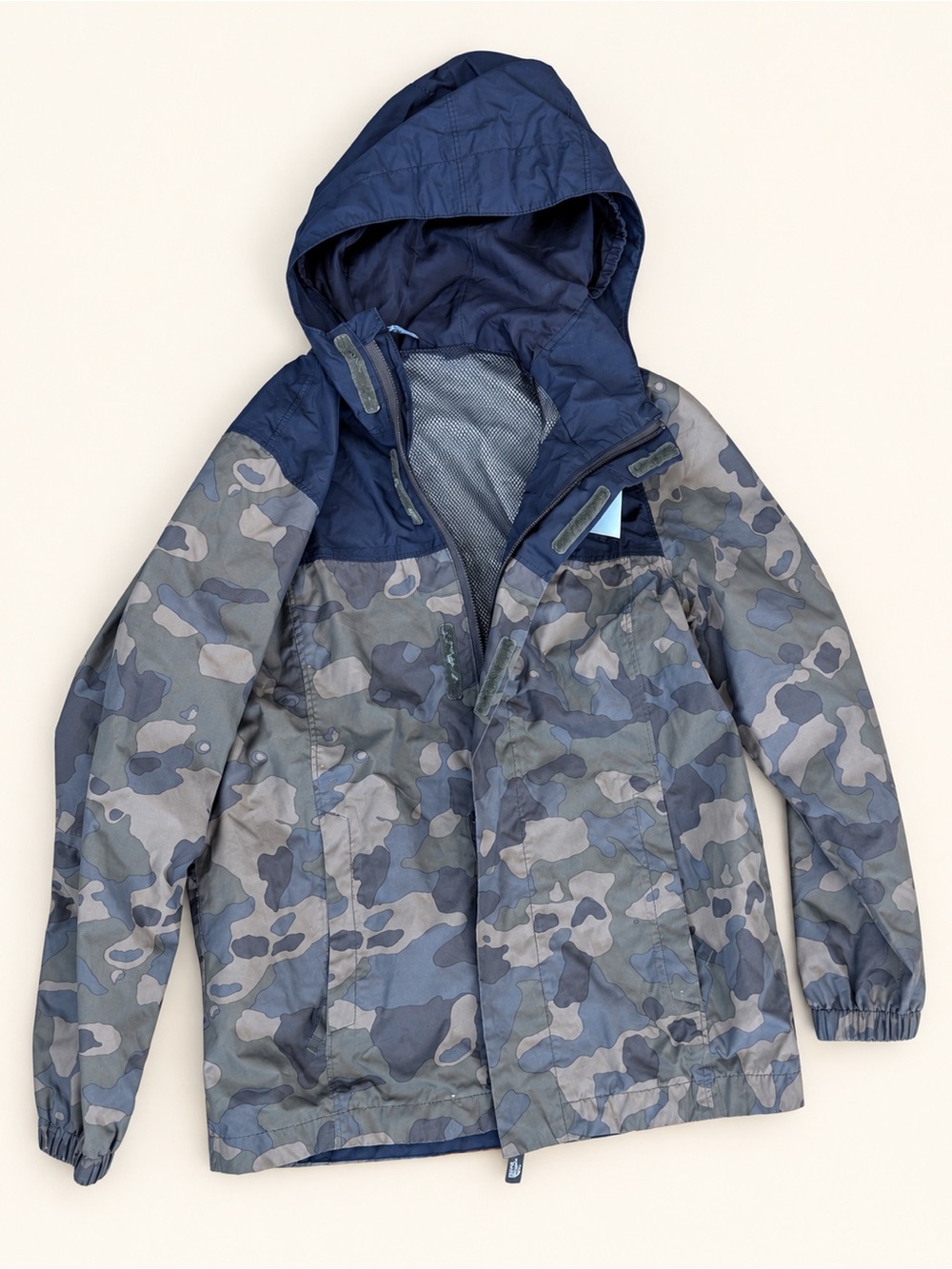 The North Face Kids Camo Rain Jacket in Navy & Gray